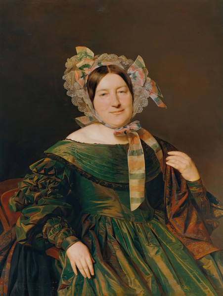 Woman in a green, salmon-red iridescent dress, 1837. Creator: Ferdinand Georg Waldmuller.