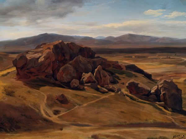 Mountain landscape near Athens (The "Areopagus"), 1854. Creator: Josef Hoffmann.