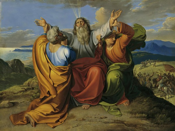 Moses praying with Aaron and Hur on Mount Horeb, 1832. Creator: Joseph von Fuhrich.