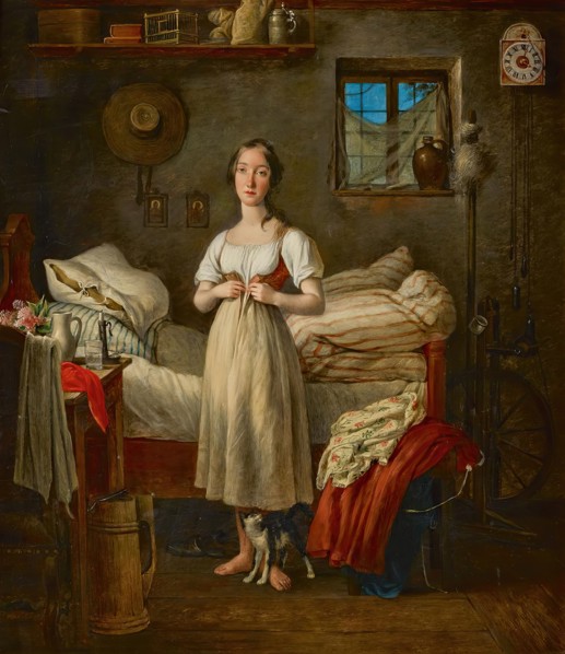 A girl's morning toilet, 1836. Creator: Michael Neder.