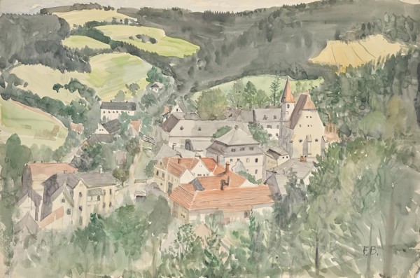 Village landscape, around 1910/1920. Creator: Franz Barwig.