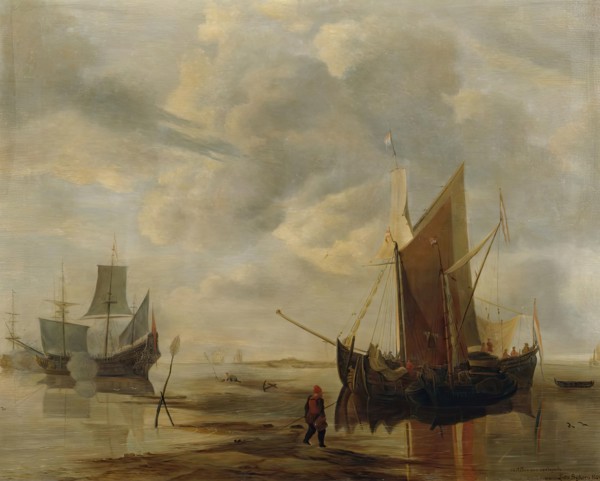 Seascape (copy after Jan van de Capelle), 1900. Creator: Lotte Sykora.