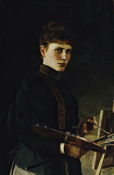 Self-portrait at the easel, 1898. Creator: Marie Wunsch.