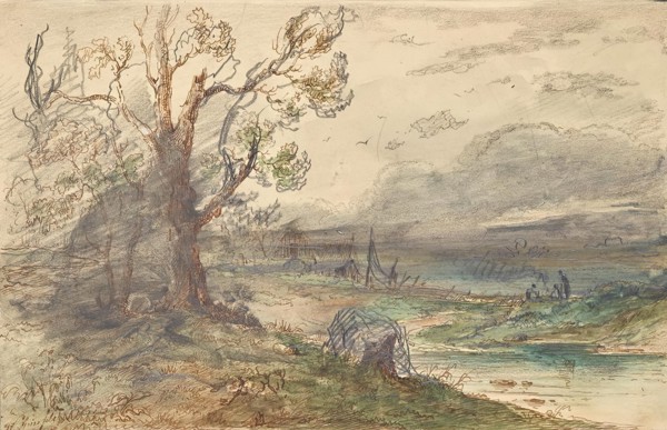 Landscape by the river, undated. (c1840s) Creator: Wilhelm Steinfeld.