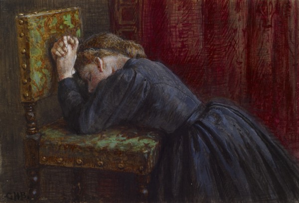 Woman Kneeling In Prayer, c1860. Creator: George Henry Boughton.