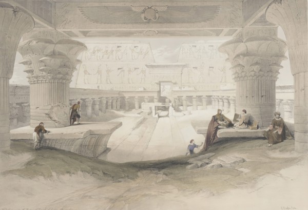 Portico of Temple of Edfu, 1847. Creator: David Roberts.