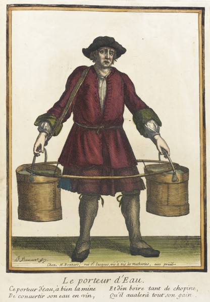 Recueil des modes de la cour de France, 'Le Porteur d'Eau', between 1675 and 1685. Creators: Jean-Baptiste Bonnart, Henri Bonnart.