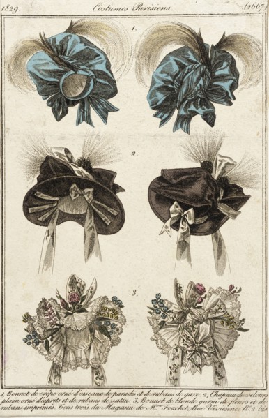 Fashion Plate (Costumes Parisiens), 1829. Creator: Unknown.
