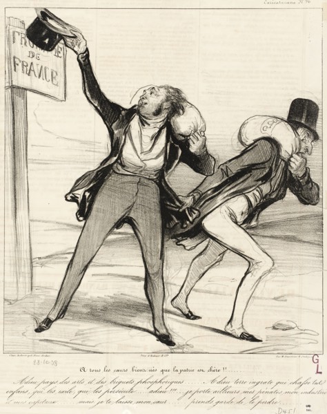 À tous les coeurs bien nés que la patrie est chère!!... (Adieu pays des arts et des briquets...,1838 Creator: Honore Daumier.