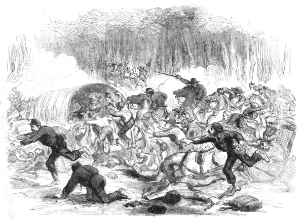 The Civil War in America: the stampede from Bull Run - from a sketch by our special artist, 1861. Creator: Unknown.