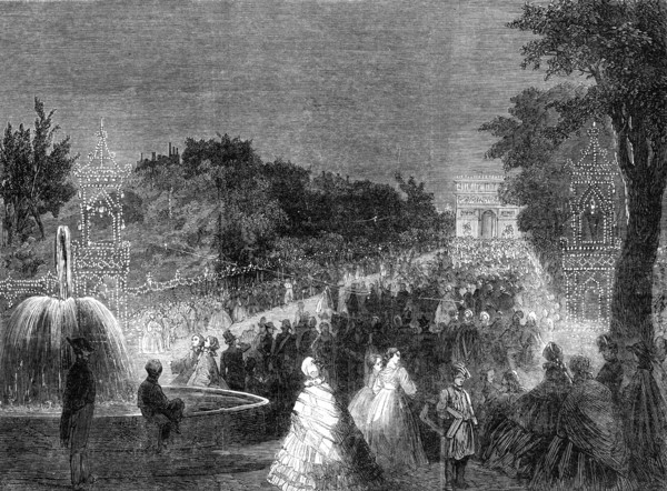 The Imperial Fetes at Paris: view from the Round Point in the Champs Elysees, 1861. Creator: Unknown.