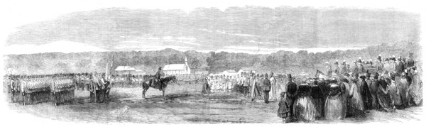 Presentation of Colours to the 36th Regiment by the Prince of Wales at the Curragh Camp, 1861. Creator: Unknown.