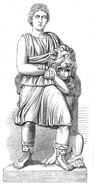 The Cyrene Marbles in the British Museum: the nymph Cyrene strangling a lion, 1861. Creator: Unknown.