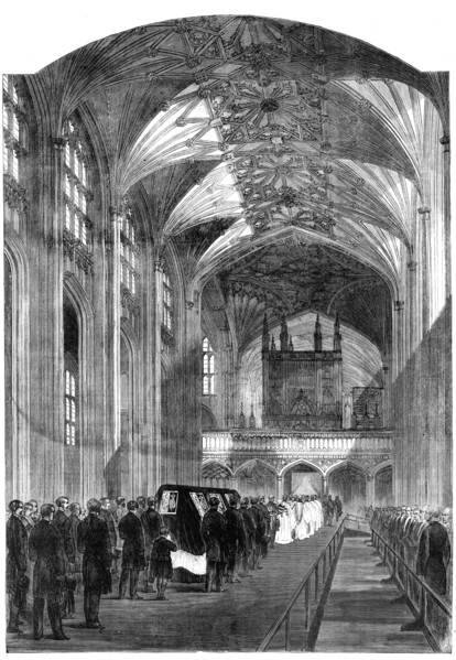 The Funeral Procession in the nave of St. George's Chapel, Windsor, 1861. Creator: Unknown.