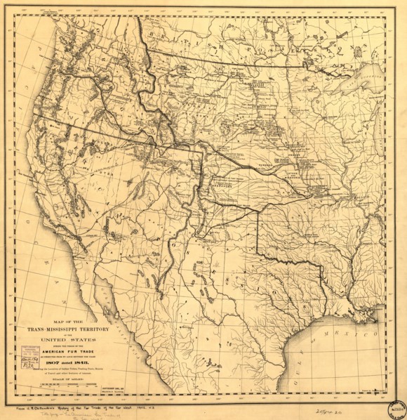Map of the Trans-Mississippi of the United States during the period of the American fur..., 1902. Creator: Hiram Martin Chittenden.