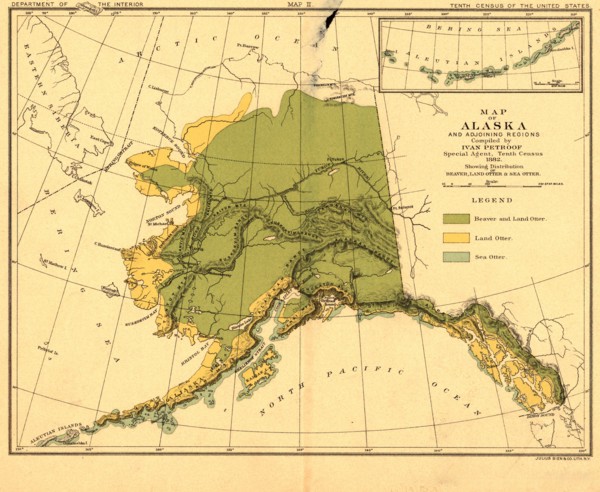 Map of Alaska and adjoining regions, 1882. Creator: Ivan Petrof.