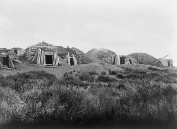 Hooper Bay homes, Hooper Bay, Alaska, c1929. Creator: Edward Sheriff Curtis.