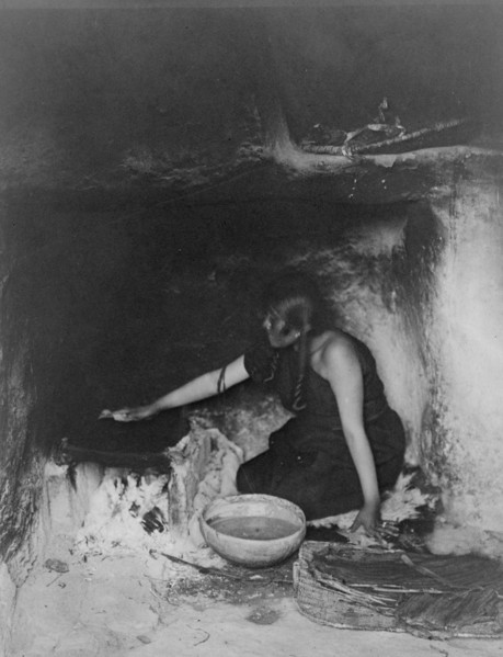 The piki maker-Hopi, c1906. Creator: Edward Sheriff Curtis.