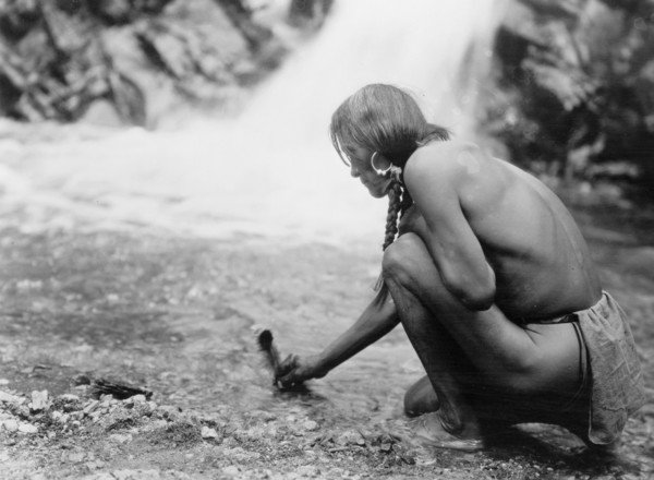 An offering at the waterfall-Nambe, 1927 Creator: Edward Sheriff Curtis.