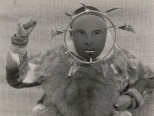 Ceremonial mask-Nunivak, c1929. Creator: Edward Sheriff Curtis.