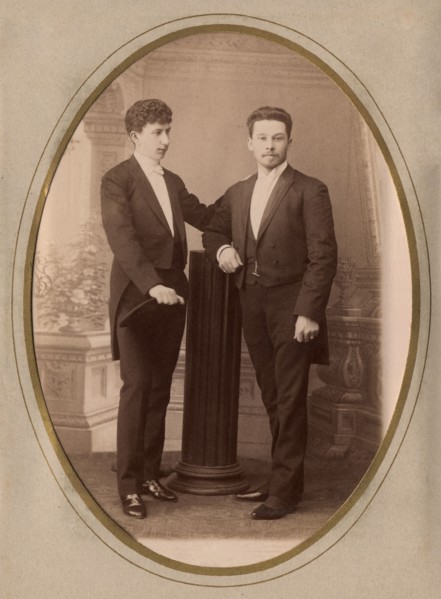 Two young men in civilian suits, 1892. Creator: Bogdanovich.