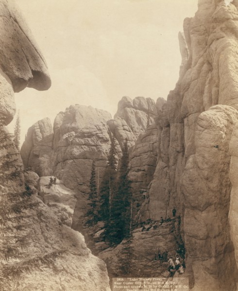 Lake Harney Peaks, near Custer City, SD, on B & M Ry, 1891. Creator: John C. H. Grabill.