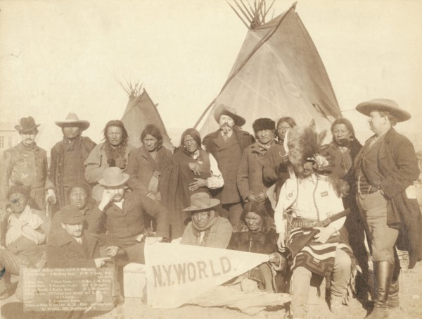 Indian chiefs and US officials 1 Two Strike 2 Crow Dog 3 Short Bull 4 High Hawk 5 Two Lance..., 1891 Creator: John C. H. Grabill.