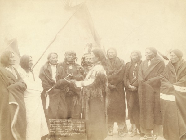 Indian chiefs who counciled with Gen Miles and setteled [sic] the Indian War -- 1 Standing..., 1891. Creator: John C. H. Grabill.