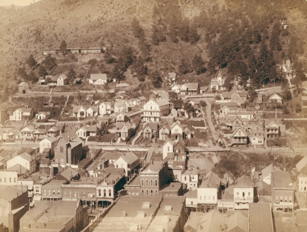 Altitude Part of Deadwood as seen from big flume, showing steps, stairways..., between 1887 and 92. Creator: John C. H. Grabill.