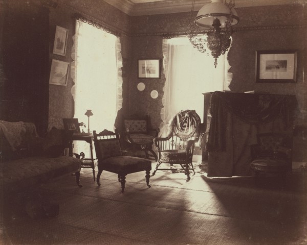 Corner of drawing room, facing south and west, Dom Smith, Vladivostok, Russia, 1899. Creator: Eleanor Lord Pray.