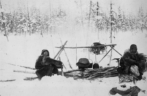 Bonfire in the woods, 1890. Creator: Unknown.