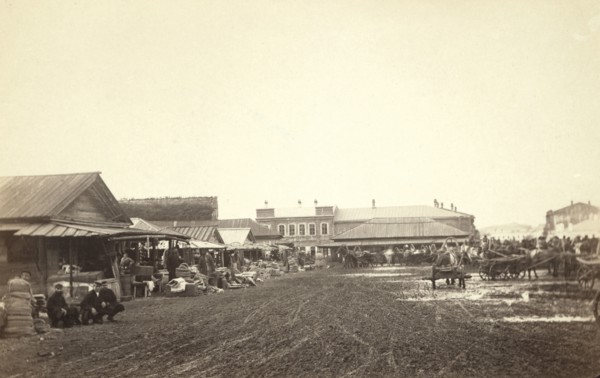 View in bazar [ie, bazaar] at Irkutsk, between 1885 and 1886. Creator: Unknown.