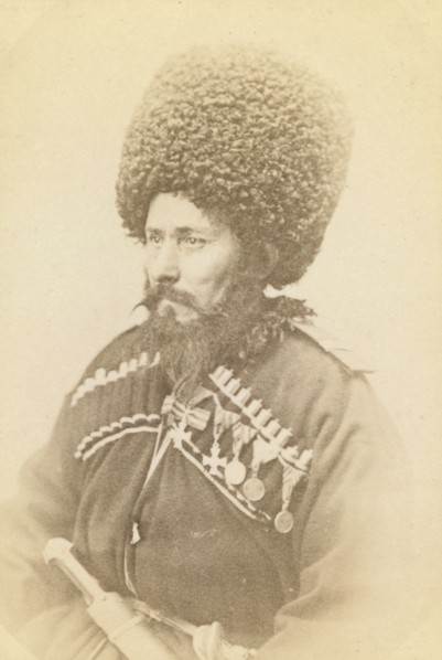 Half-length portrait of Daghestani man, facing left, between 1870 and 1886. Creator: Unknown.