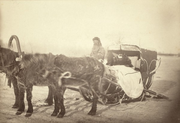 A Siberian posting sledge on a cold morning, between 1885 and 1886. Creator: George Albert Frost.