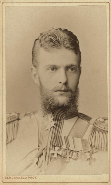 Grand Duke Serge Aleksandrovich, head-and-shoulders portrait, facing right, between 1870 and 1880. Creator: Unknown.
