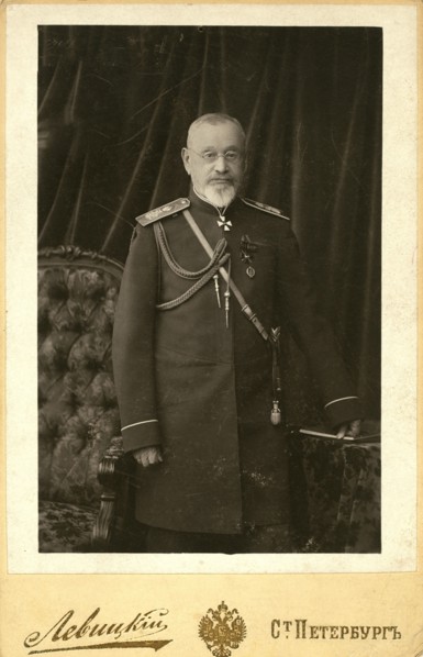 Petr Semenovich Vannovskii, full-length portrait, standing, facing front, between 1870 and 1890. Creator: Unknown.