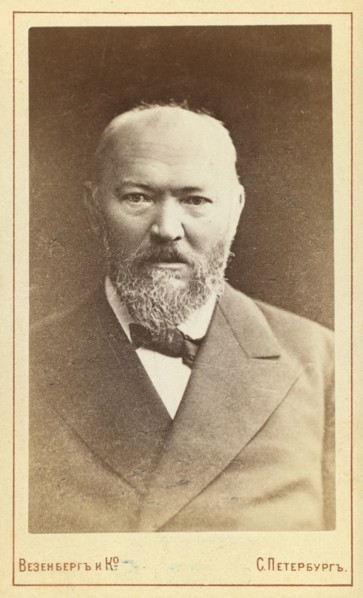 Aleksandr Nikolaevich Ostrovsky, half-length portrait, facing front, between 1880 and 1886. Creator: Unknown.