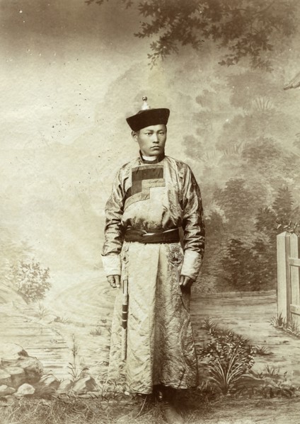 Buryat in national festive costume, 1895-1939. Creator: L Veniukov.