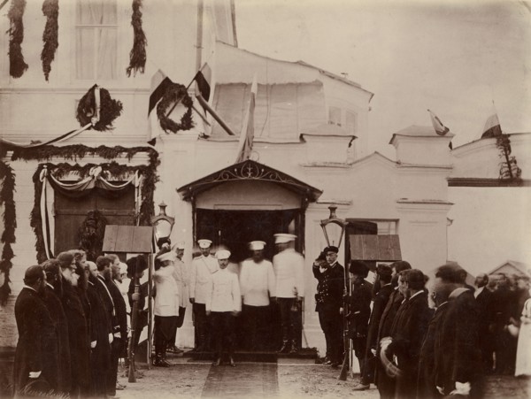 Seeing off Tsesarevich Nicholas Alexandrovich from the city of Kansk, 1891.  Creator: AM Zlobkov.