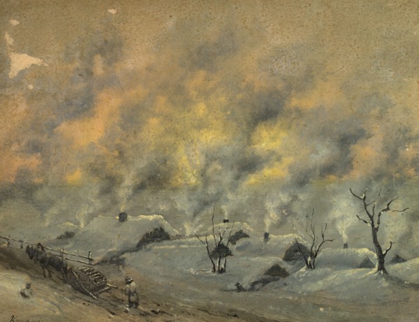 View of a Village in the Barabinsk Steppe in Winter, 1880-1897. Creator: Pavel Mikhailovich Kosharov.