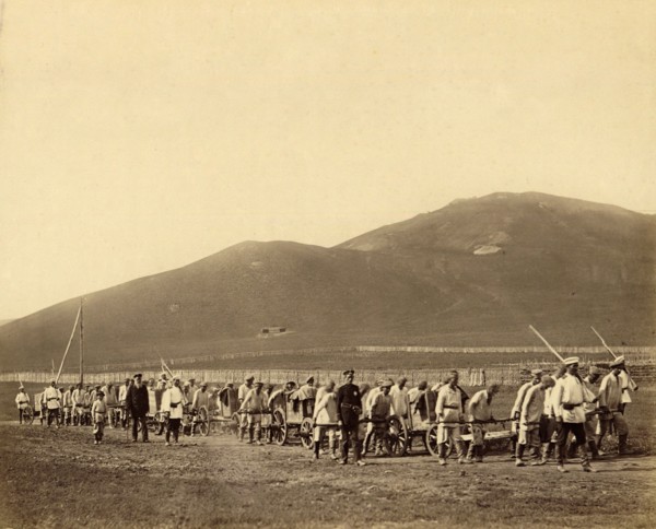 Hard Labor Convicts Hauling Construction Materials to Worksites in Gornyi Zerentui, 1891. Creator: Aleksei Kuznetsov.