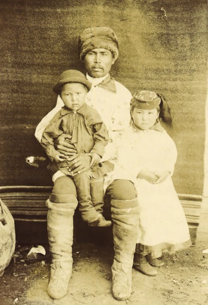 A Kachin Individual (over 30 Years Old). Tanzybaev with Children. Village of Ust'-Abakan, 1894. Creator: Unknown.