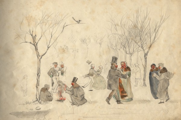 May Day - The fifth page of the album from the collection of I.S. Abramova, 1858. Creator: Mikhail Znamensky.