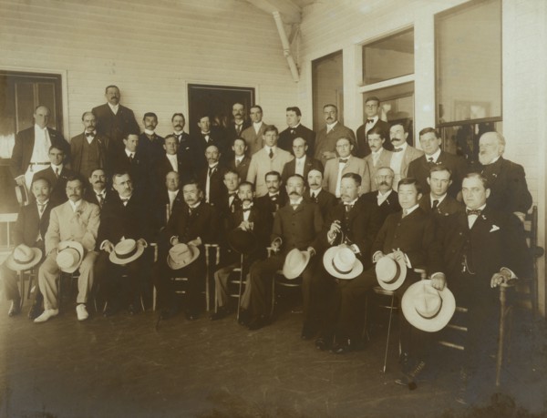 Russian & Japanese delegates and members of the press, 1905. Creator: Perry Enoch Conner.