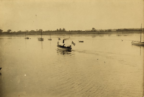 Proceeding to peace conference by steam launch, 1905. Creator: Unknown.