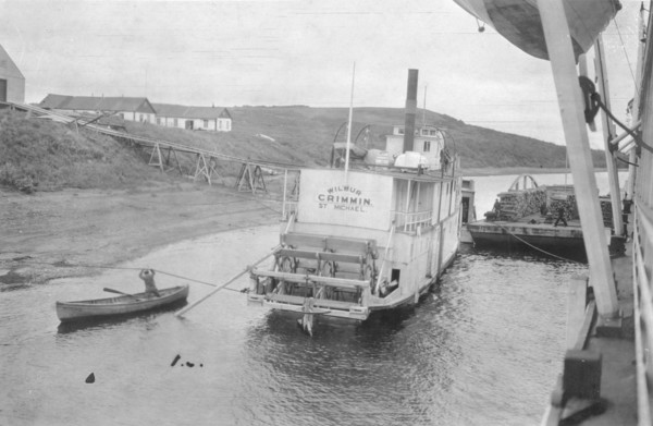 Steamboat, Wilbur Crimmin, St. Michael, from rear, at dock, between c1900 and 1916. Creator: Unknown.