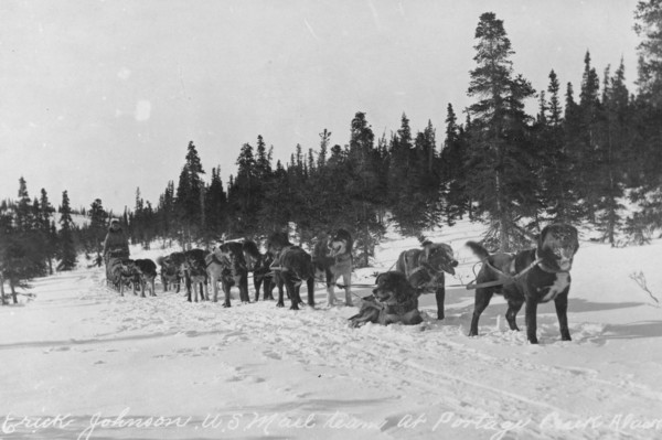 Erick Johnson with U.S. mail team, between c1900 and 1927. Creator: Unknown.