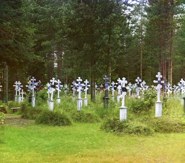 Cemetery at Assumption Hermitage [Russian Empire], 1909. Creator: Sergey Mikhaylovich Prokudin-Gorsky.