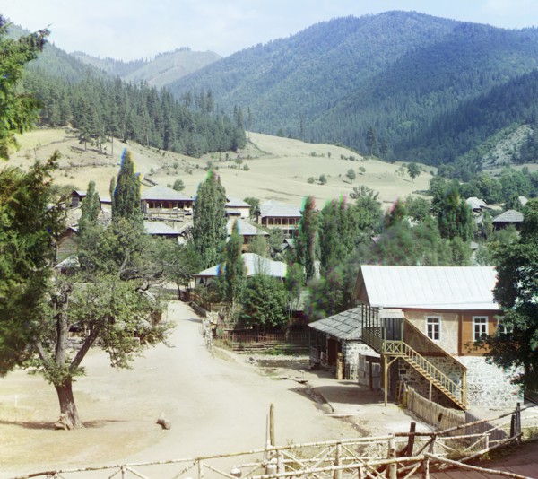 Tsagvery; First Mineral Gorge in the background, between 1905 and 1915. Creator: Sergey Mikhaylovich Prokudin-Gorsky.