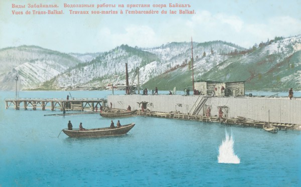 Diving work on the pier of Lake Baikal, 1904-1917. Creator: Unknown.